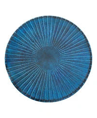 Art Deco Sunburst Cast Aluminum Metal Bird Bath - Blue Patina - 14"