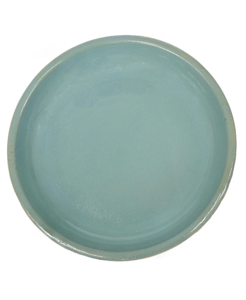 Avignon Ceramic Bird Bath with Lava Finish - Blue Distressed Ceramic Finish - 18.75" H