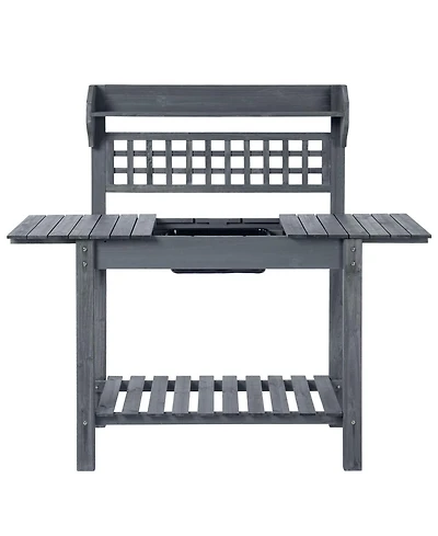 Outdoor Wood Potting Bench Expandable Top with Food Grade Plastic Sink
