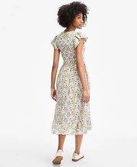 On 34th Women's Printed Smocked Flutter-Sleeve Midi Dress