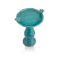 Outdoor Turquoise Ceramic Birdbath for Garden and Patio Decor