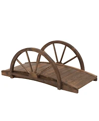Farmhouse Half-Wheeled Stained Garden Bridge for Outdoor Landscaping and Decoration