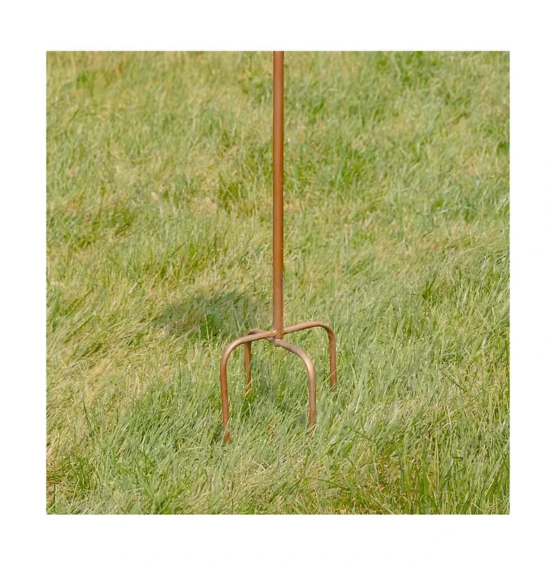 Copper Finish Metal Garden Birdhouse with Stake and Pole for Outdoor Decor