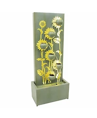 48.5" H Sunflower Fields Galvanized Steel Outdoor Water Fountain with Warm White Led Lights
