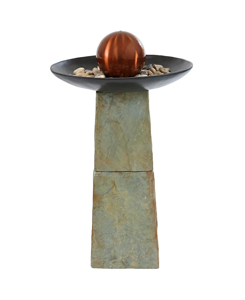38" H Decorative Orb Slate Outdoor Water Fountain