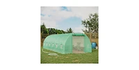 26.2 ft x 9.7 ft Outdoor Walk-in Greenhouse with Green Pe Cover and Steel Frame