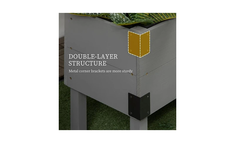 Weatherproof Wooden Planter Box with Integrated Flower Shelf