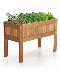 Wooden Raised Garden Bed Solid Wood Elevated Planter Box with Legs