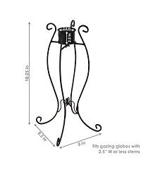 Outdoor Graceful Curved Steel Gazing Globe Stand - 18.25" - Black