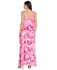 R & M Richards Women's Printed Tiered Chiffon Dress