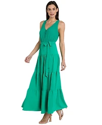 R & M Richards Women's Mixed-Media Tiered Maxi Dress