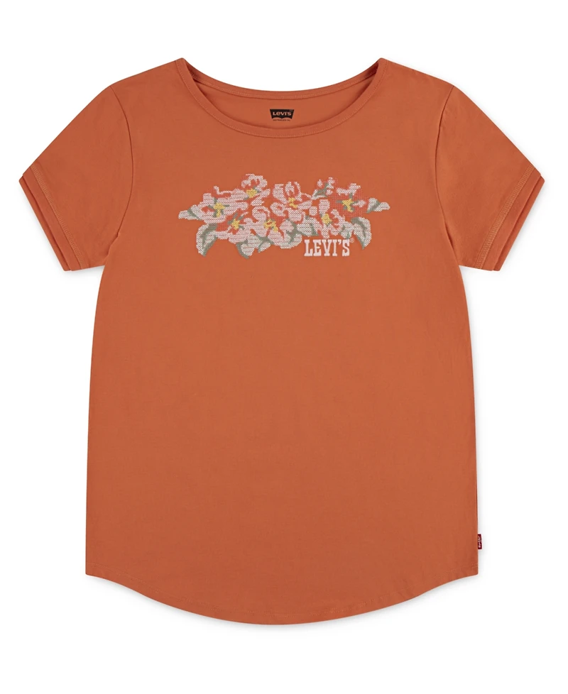 Levi's Big Girls Double Cuff Floral T-Shirt