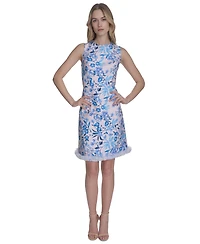 Eliza J Women's Tweed A-Line Floral-Pattern Dress