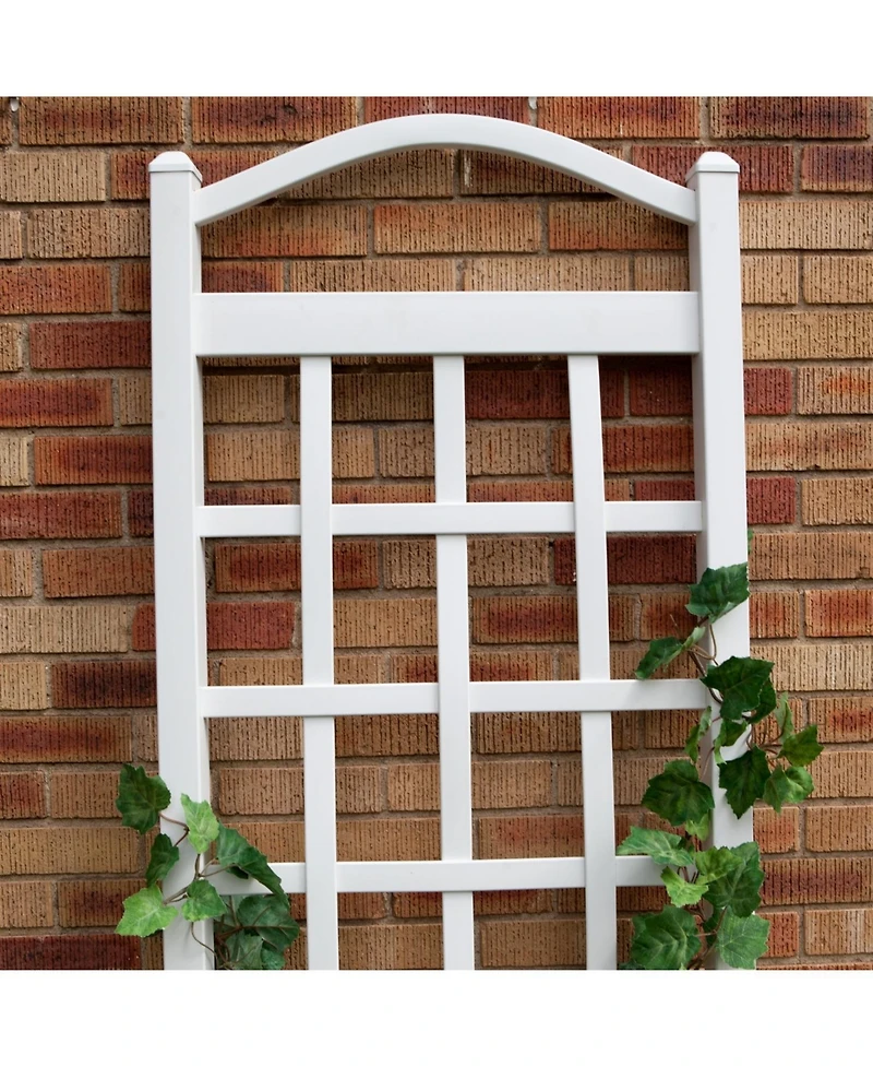 Vinyl Arch Top Garden Trellis with Ground Anchors for Climbing Plants