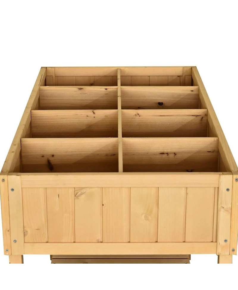 Farmhouse Fir Wooden Raised Garden Planter Box for Outdoor Gardening and Planting