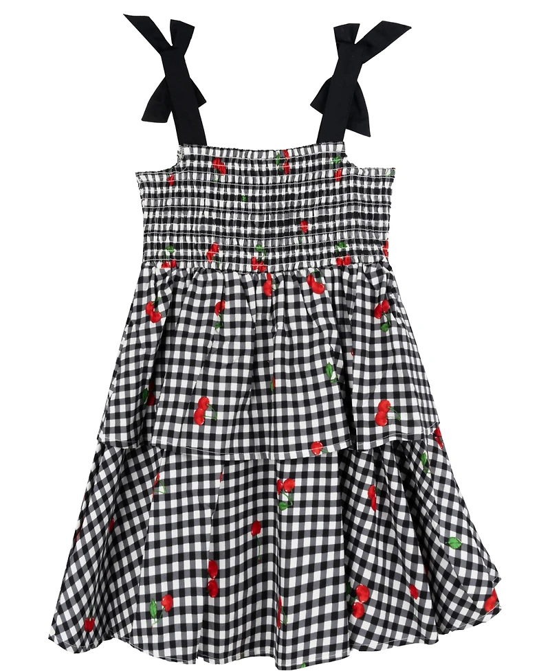 Rare Editions Toddler and Little Girls Cherry Gingham Dress