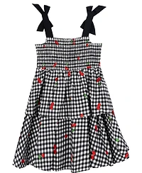 Rare Editions Toddler and Little Girls Cherry Gingham Dress