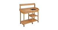 Outdoor Garden Wood Potting Bench Work Table with Sink