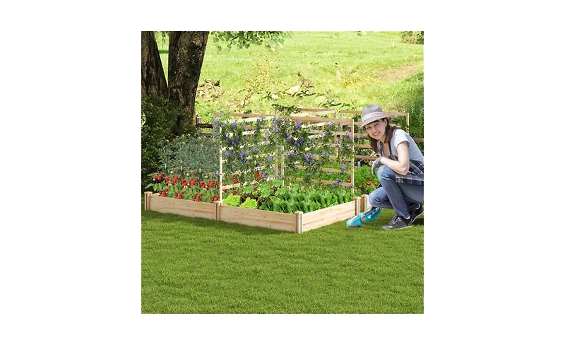 Outdoor Garden Bed Planting Box Durable Wooden Planter for Vegetables and Flowers