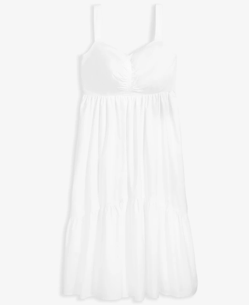 On 34th Women's Cotton Poplin Shirred Midi Dress, Exclusively at Macy's