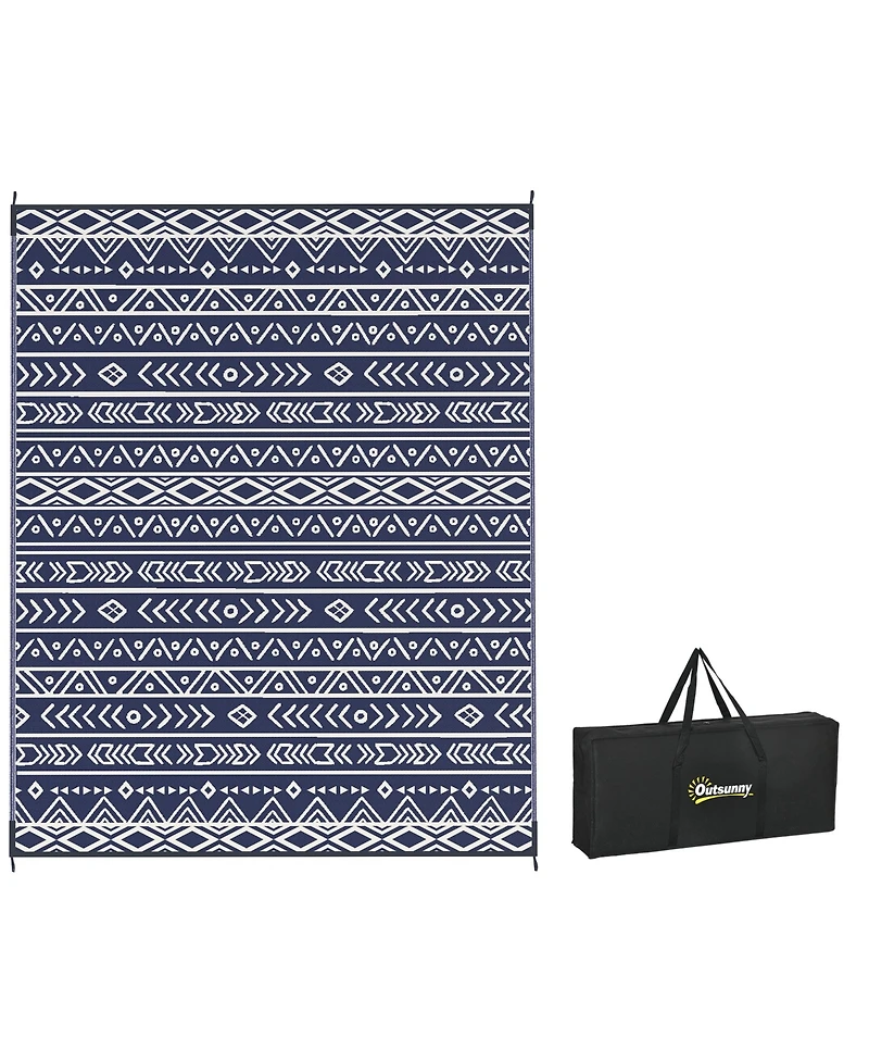 Outsunny Outdoor Rug, 8' x 10' Plastic Straw, Geometric