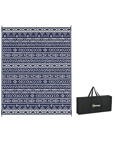Outsunny Outdoor Rug, 8' x 10' Plastic Straw, Geometric