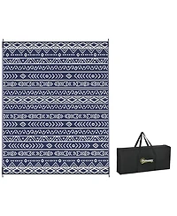 Outsunny Outdoor Rug, 8' x 10' Plastic Straw, Geometric