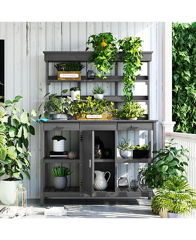 Streamdale 66" Farmhouse Potting Bench with Storage