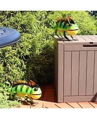 Greg and Gary the Green Chameleons Indoor/Outdoor Statues - Iron Construction - Green - Set of 2