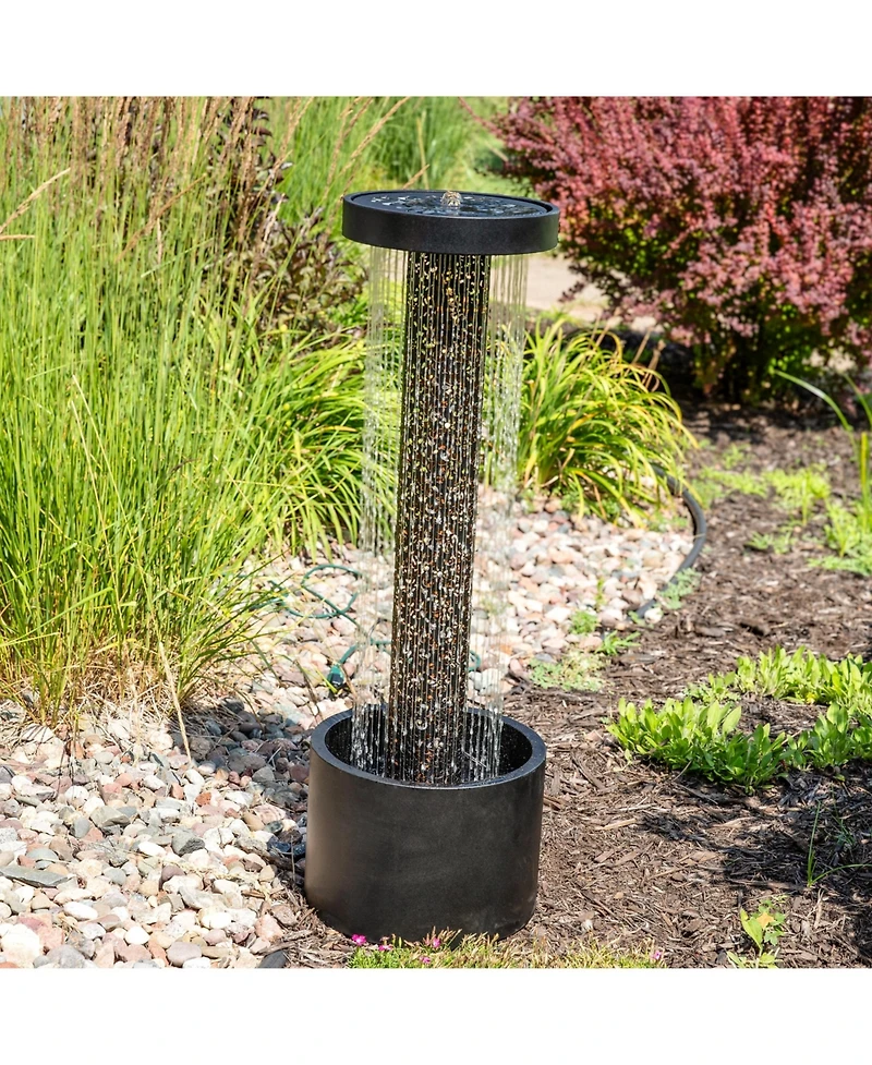 41.25" H Glittering Rain Zinc Outdoor Water Fountain with Warm White Led Lights