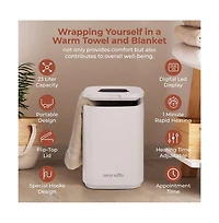 SereneLife Towel Warmer Bucket, 23L, Adjustable Timer, Auto Shut-Off, White