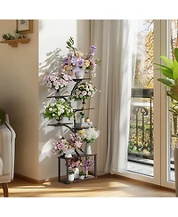 Unho Vintage Tree-Shaped Metal Plant Flower Holder Multiple Shelves Display Stand