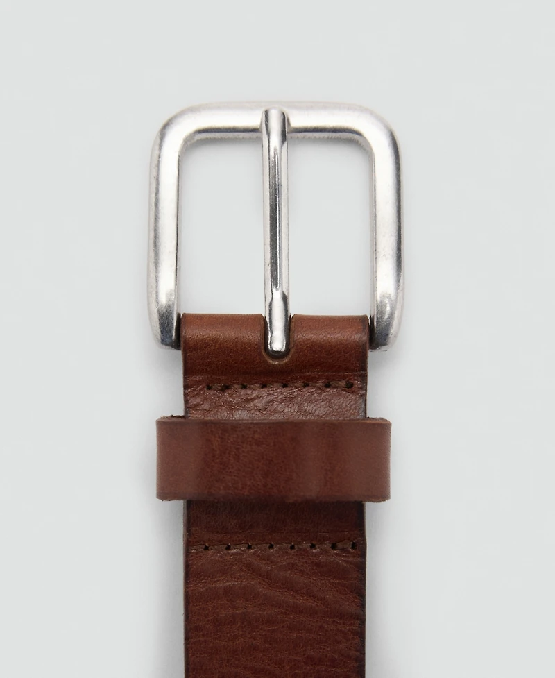 Mango Women's Embroidered Details Leather Belt
