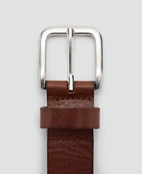 Mango Women's Embroidered Details Leather Belt