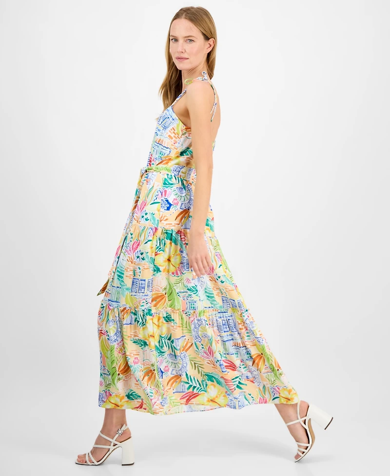 julia jordan Women's Straight-Neck Sleeveless Printed Dress