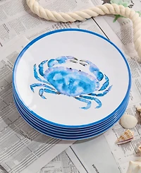 Certified International Beach House Crab Melamine 6-Pc. Dinner Plates, Service For 6