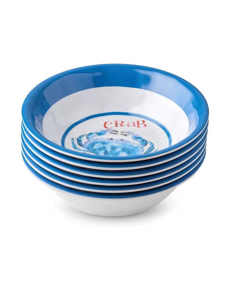 Certified International Beach House Crab Melamine 6-Pc. All-Purpose Bowls, Service For 6