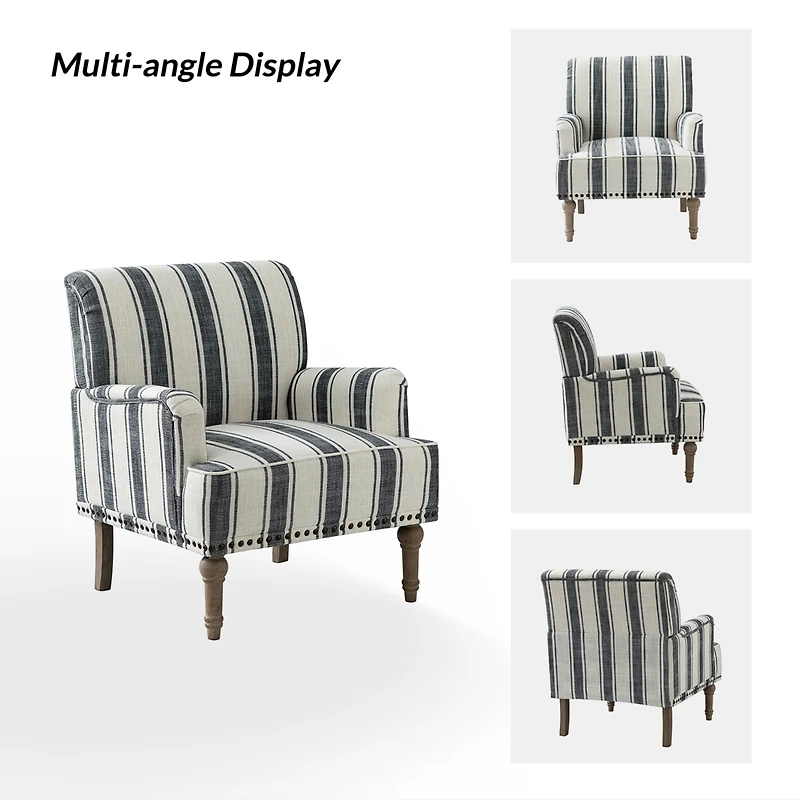 Geltrude farmhouse barbed wooden armchair with spike head trim