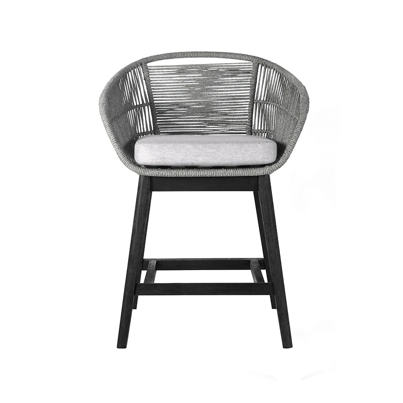 Solid Wood Bar Height Chair with Footrest – Low Back Outdoor Seating for Relaxation