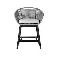 Solid Wood Bar Height Chair with Footrest – Low Back Outdoor Seating for Relaxation