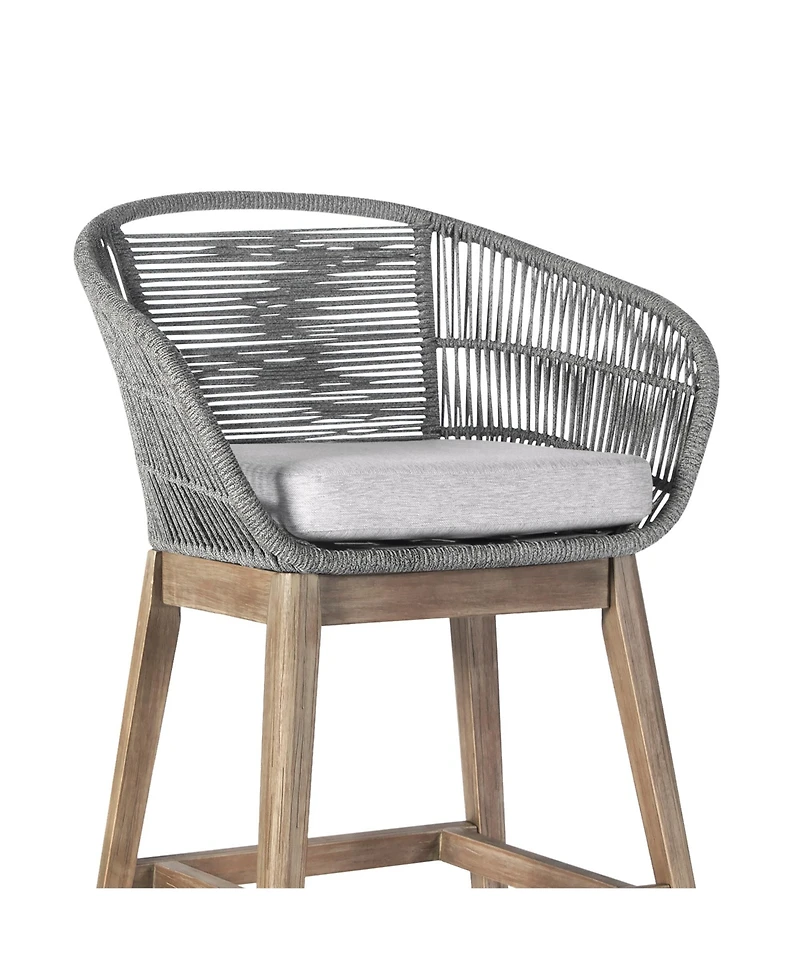 Solid Wood Bar Height Chair with Footrest – Low Back Outdoor Seating for Relaxation