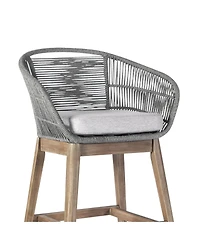 Solid Wood Bar Height Chair with Footrest – Low Back Outdoor Seating for Relaxation