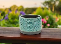 Ceramic Round Planter with Geometric Pattern – Versatile Pot for Home & Garden