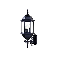 Three-Light Domed Glass Lantern Wall Light – Stylish Outdoor Wall Fixture
