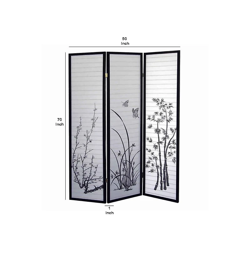 Naturistic Print 3-Panel Room Divider for Stylish Home Partitioning