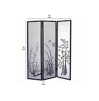 Naturistic Print 3-Panel Room Divider for Stylish Home Partitioning