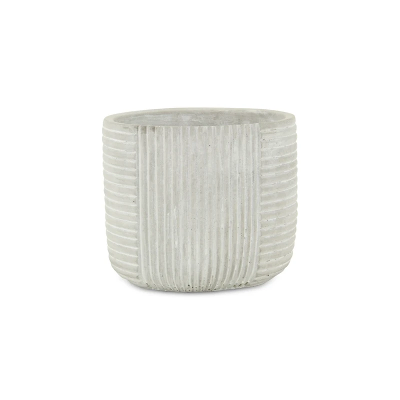 Striped Cement Round Planter – Modern Pot for Indoor & Outdoor Spaces