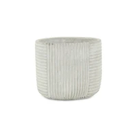 Striped Cement Round Planter – Modern Pot for Indoor & Outdoor Spaces