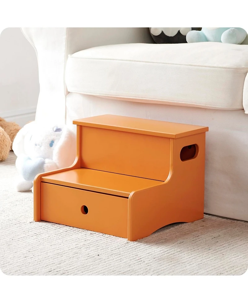 Kings Brand Furniture Wooden Toddler Step Stool for Kids with Storage Bedroom, Bathroom & Kitchen