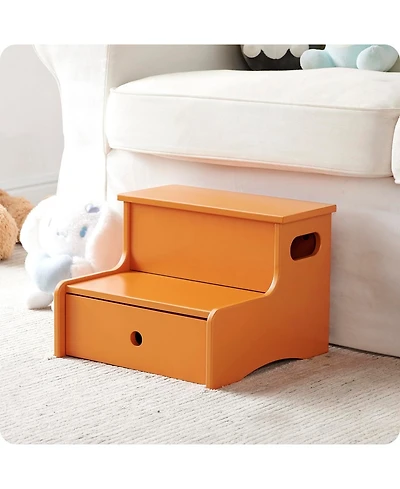 Kings Brand Furniture Wooden Toddler Step Stool for Kids with Storage Bedroom, Bathroom & Kitchen